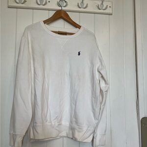 Ralph Lauren. Fleece Crewneck Pullover. White. Large